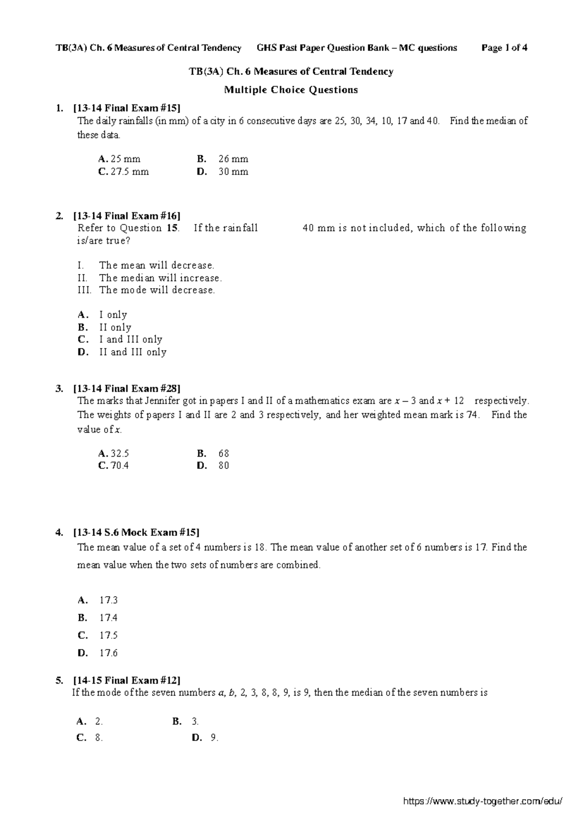 Good-Hope-School 13-18-3A-Ch - TB(3A) Ch. 6 Measures of Central ...