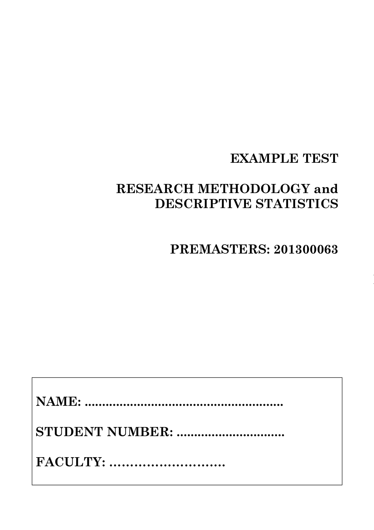 Sample Practice Exam 2016 Questions And Answers Example Test Research Studeersnel