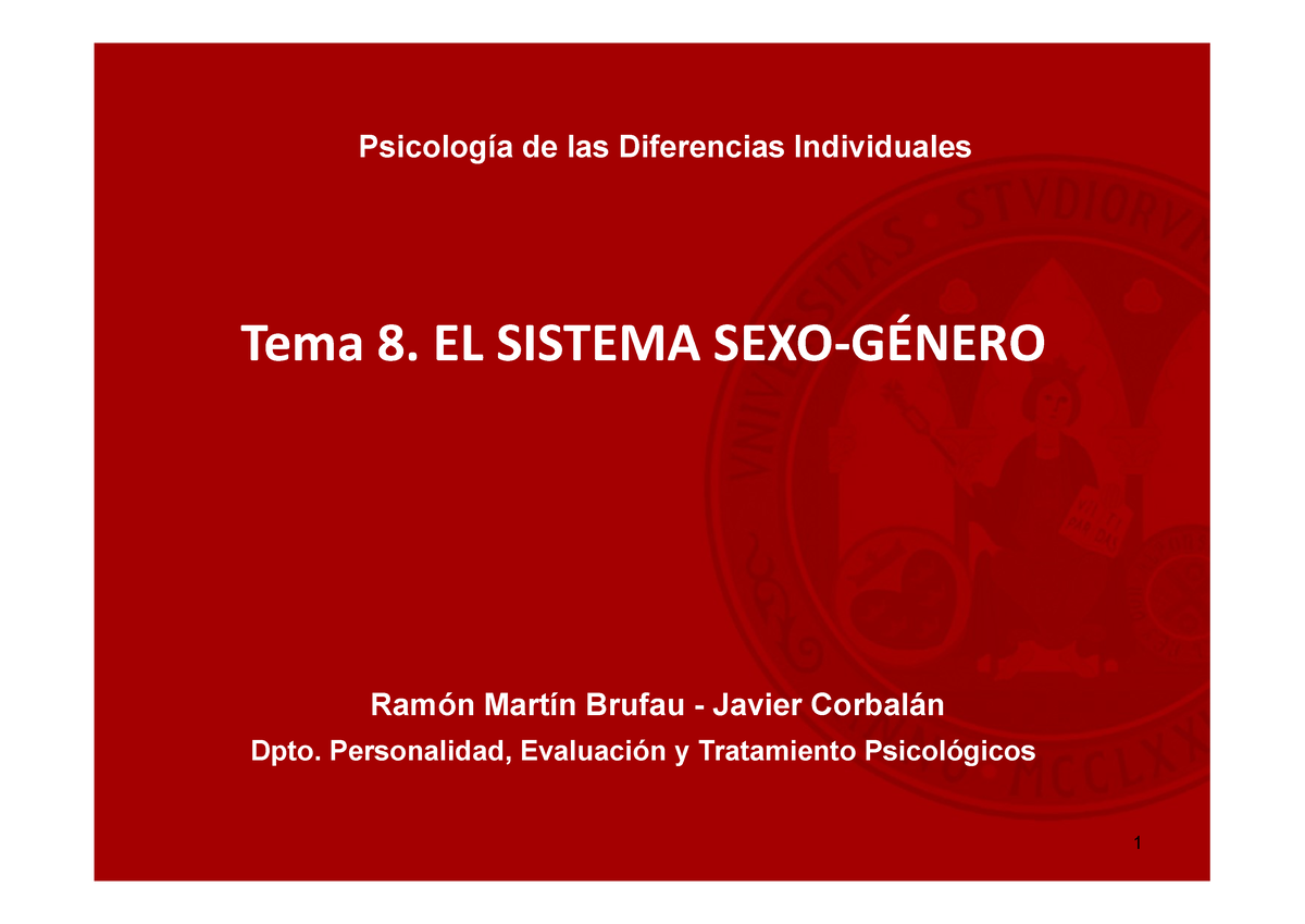 Tema 8 El Sistema Sexo Género Tema 8 El Sistema Sexo GÉnero 1