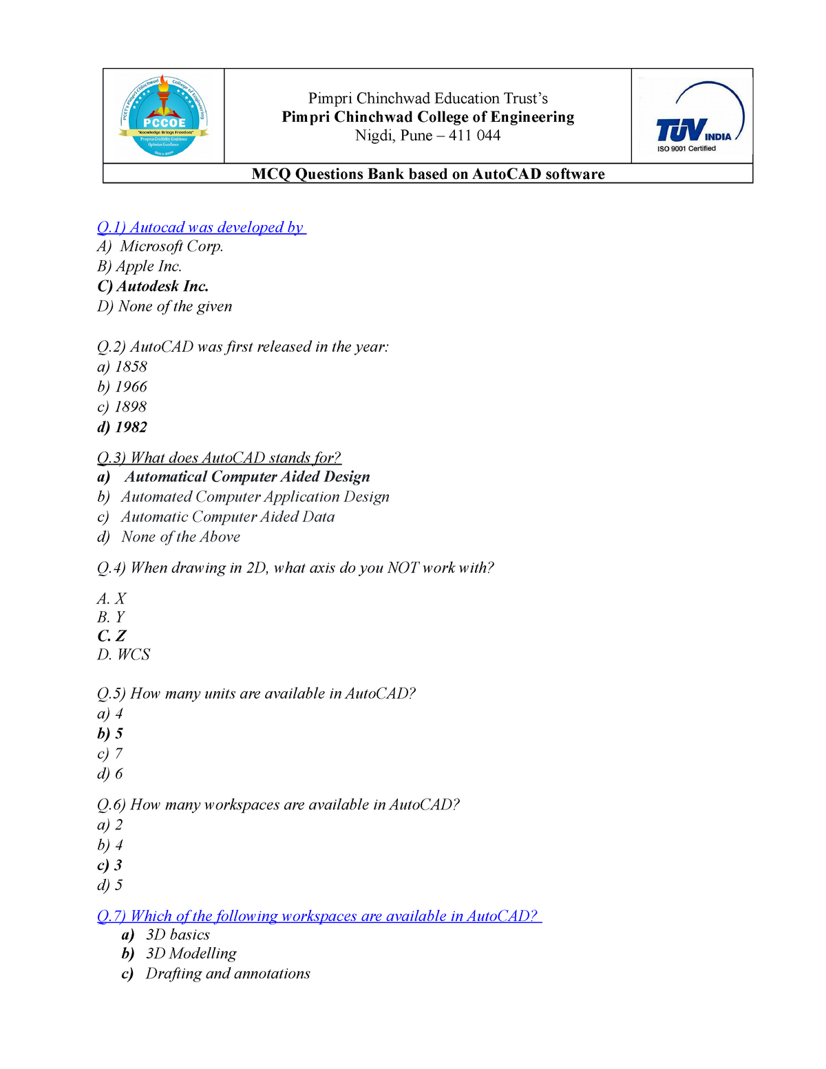 Latest CAD Exam Pdf