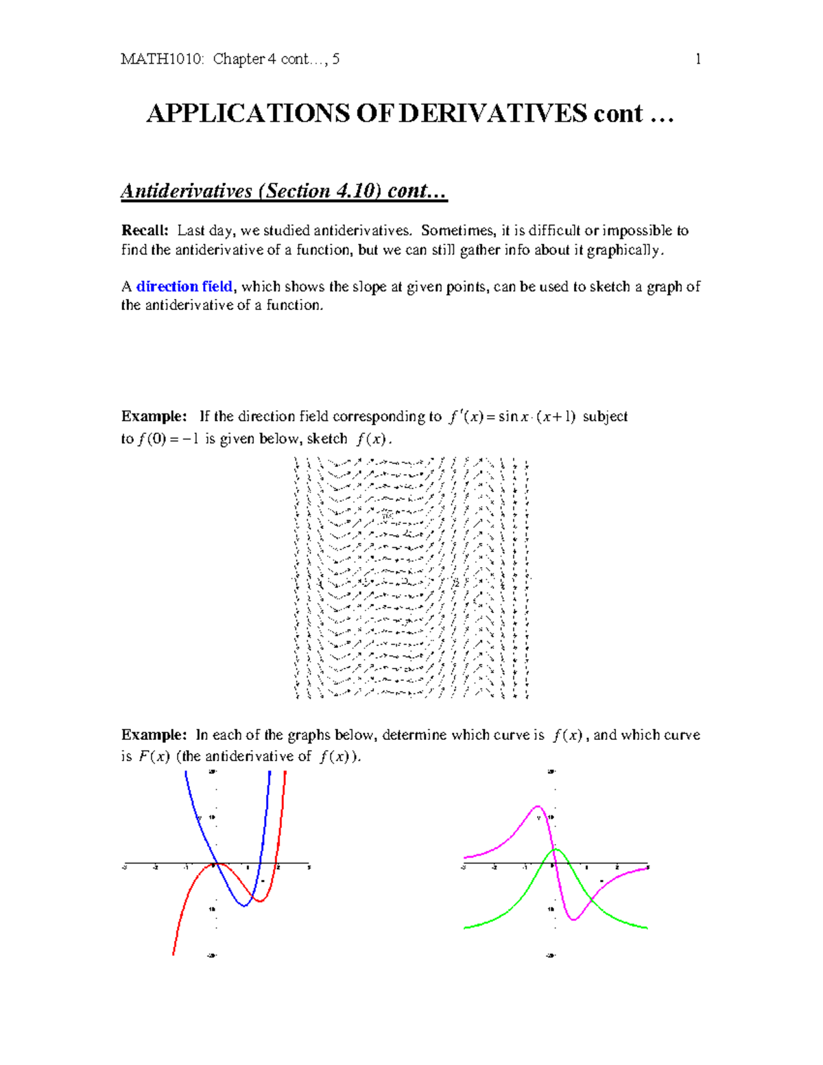 Mod 16 - Calc Antiderivative. - APPLICATIONS OF DERIVATIVES Cont ...