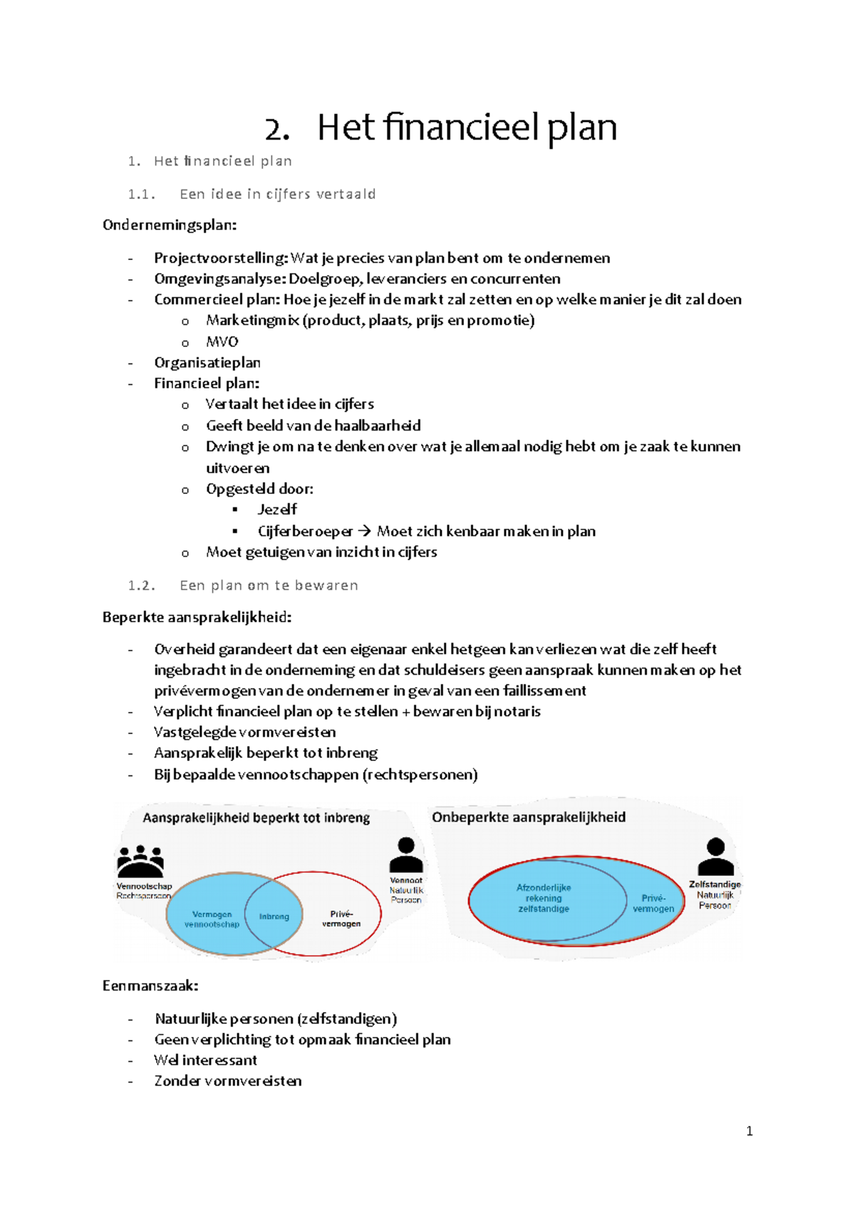 2 Het Financieel Plan - Samenvatting - 2. Het Financieel Plan Het ...