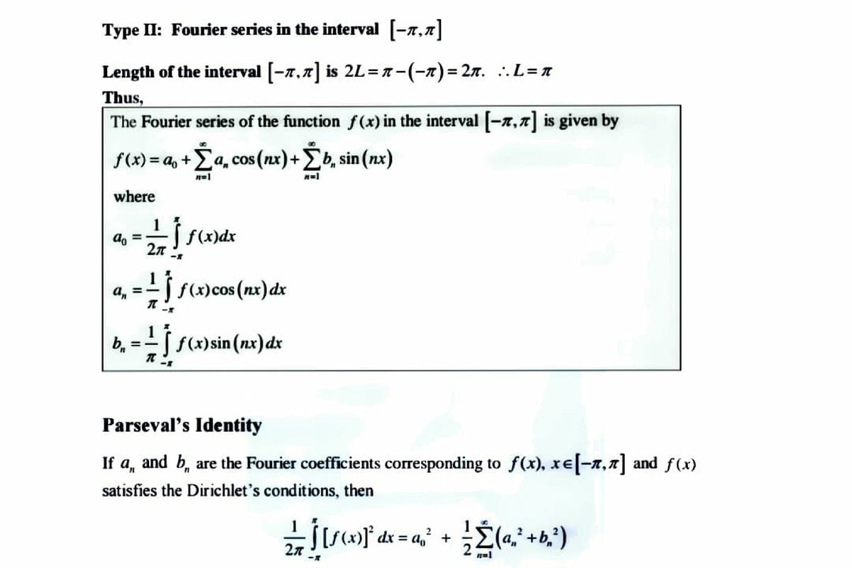 Fourier Series Pi Pi Even Odd Type I Fourier Series In The Interval Length Of The