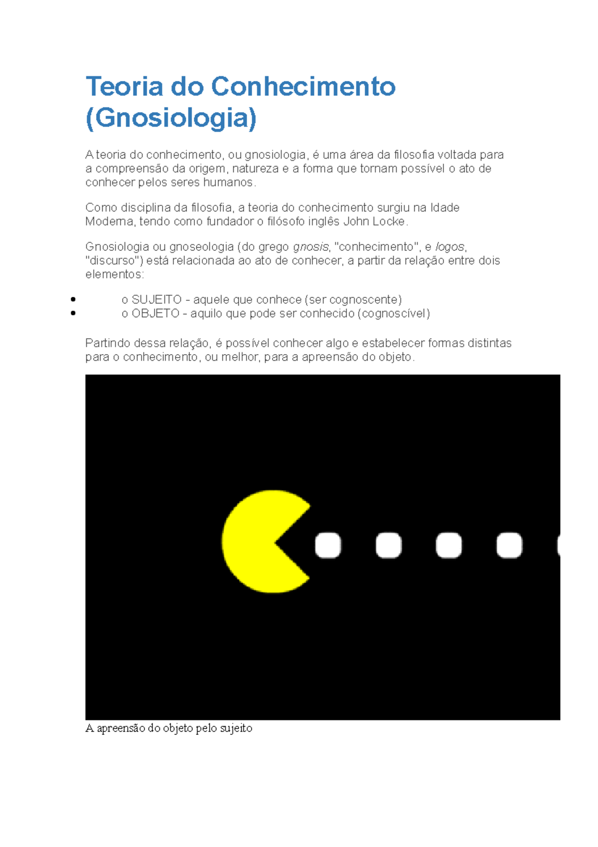 Teoria do Conhecimento - Teoria do Conhecimento (Gnosiologia) A teoria ...