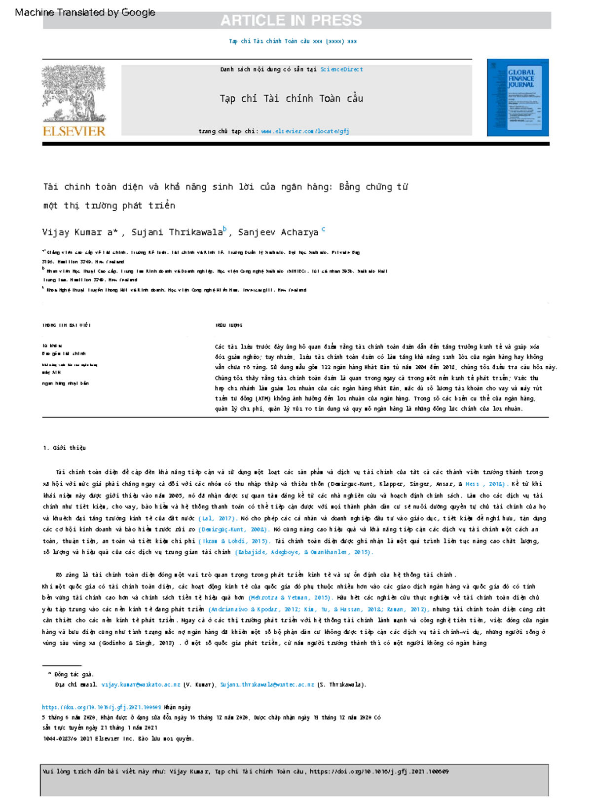 Financial inclusion and bank profitability- Evidence from a developed ...
