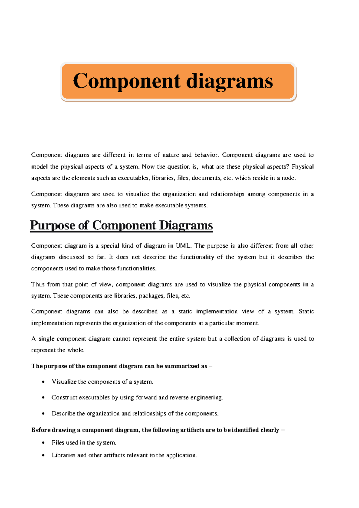 Component diagrams - Short note - Component diagrams Component diagrams ...