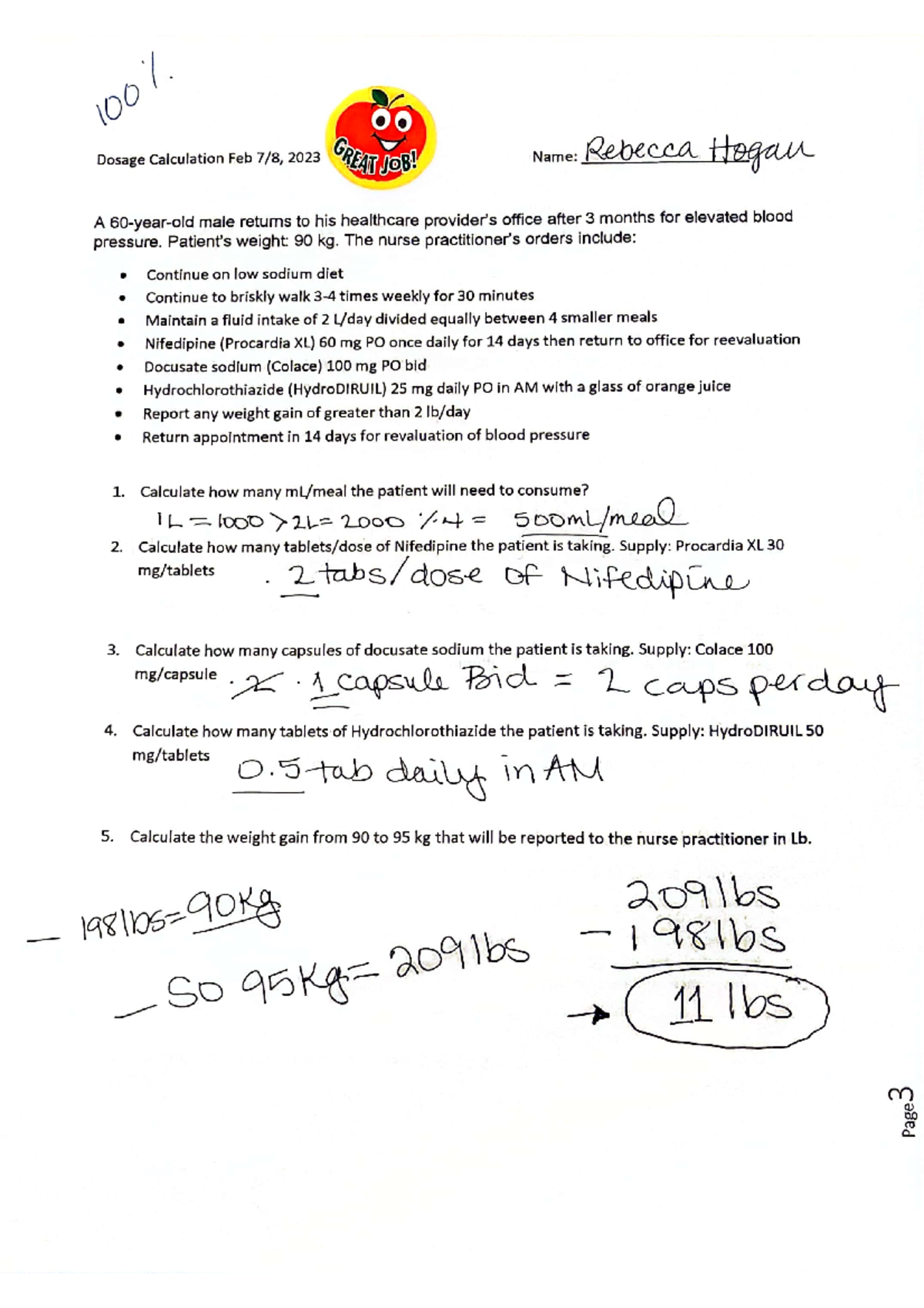 Dosagecalculation 3 - Dosage Calculation Quiz 3 For Lab - NURS 122 ...