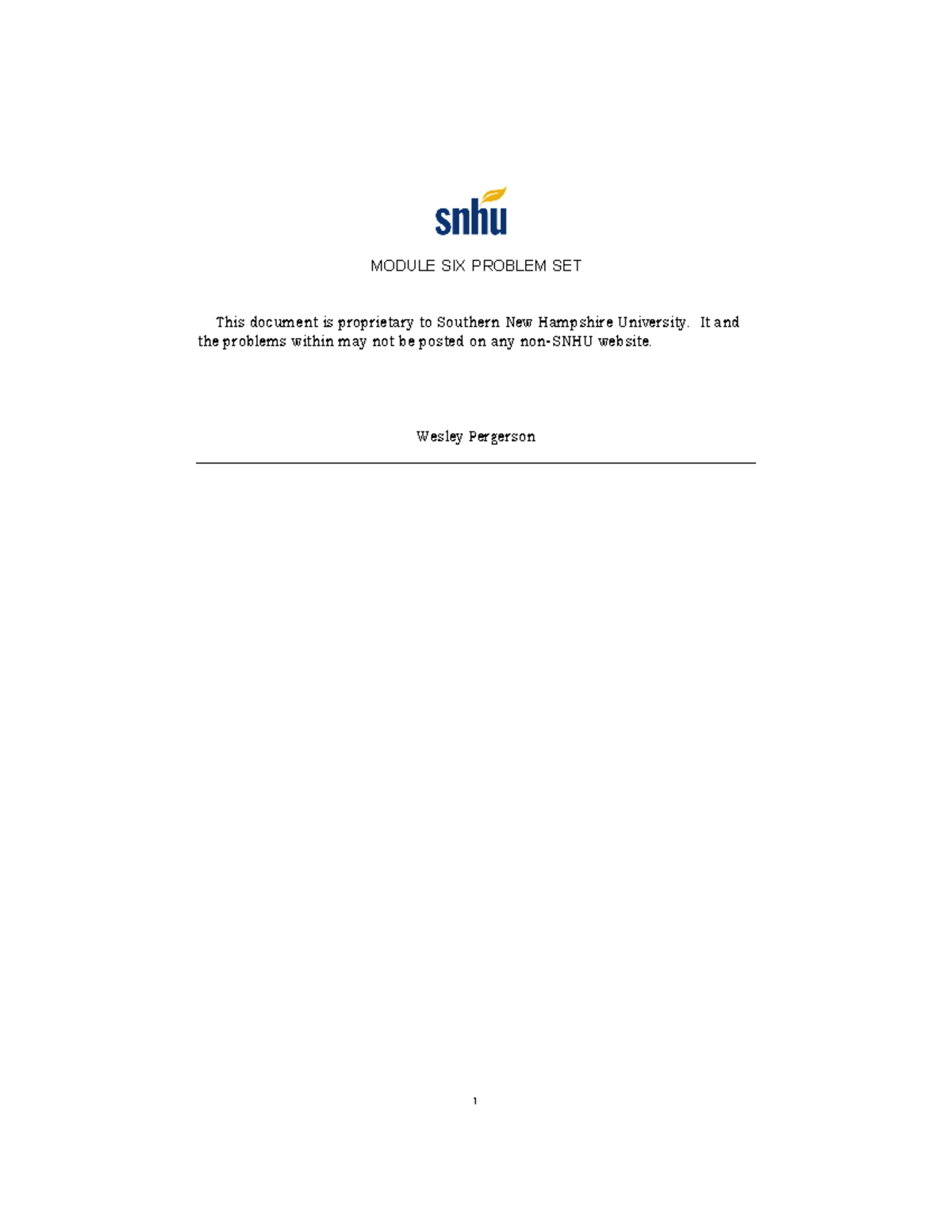 Module 6 assignment - MODULE SIX PROBLEM SET This document is ...