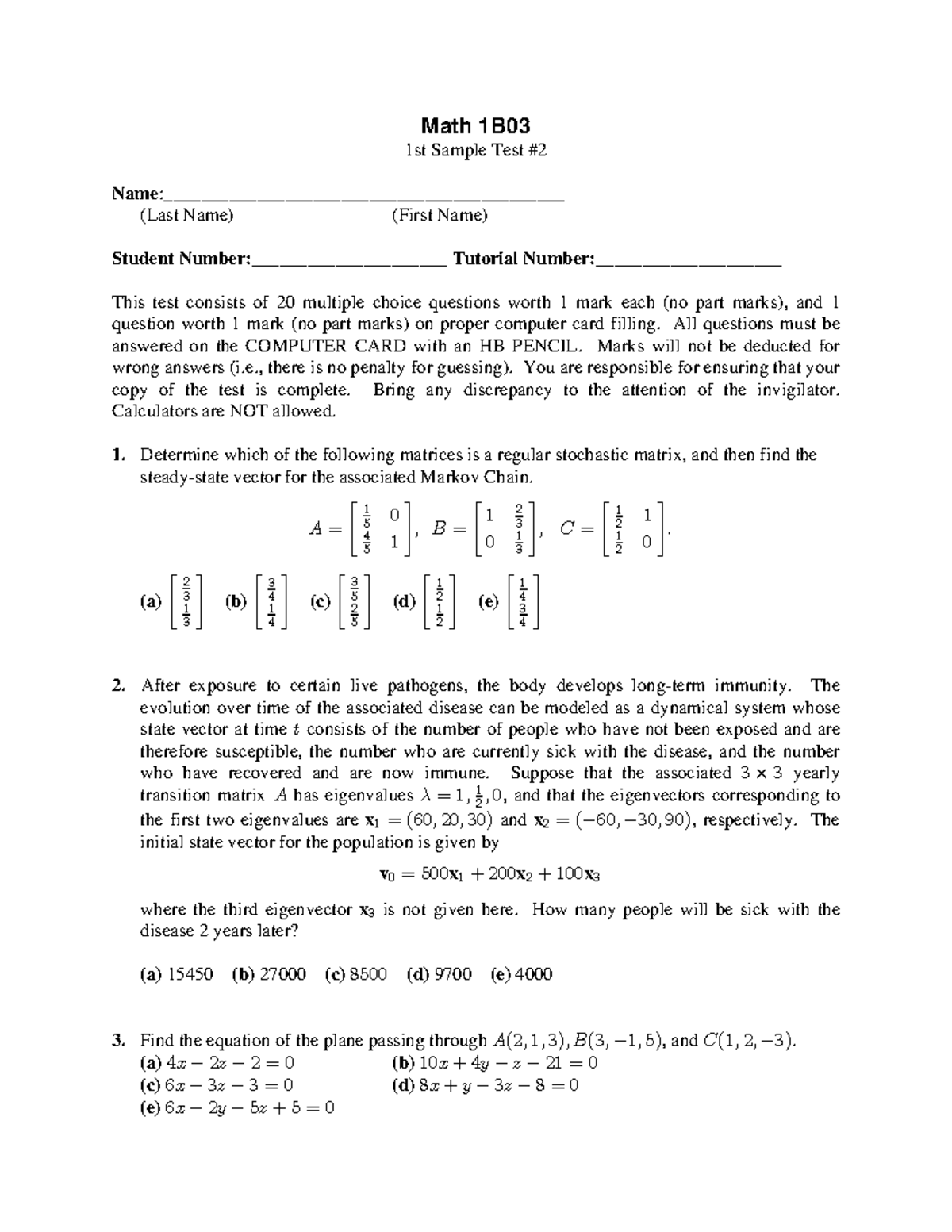 Math 1B03 Sample Test - Studocu