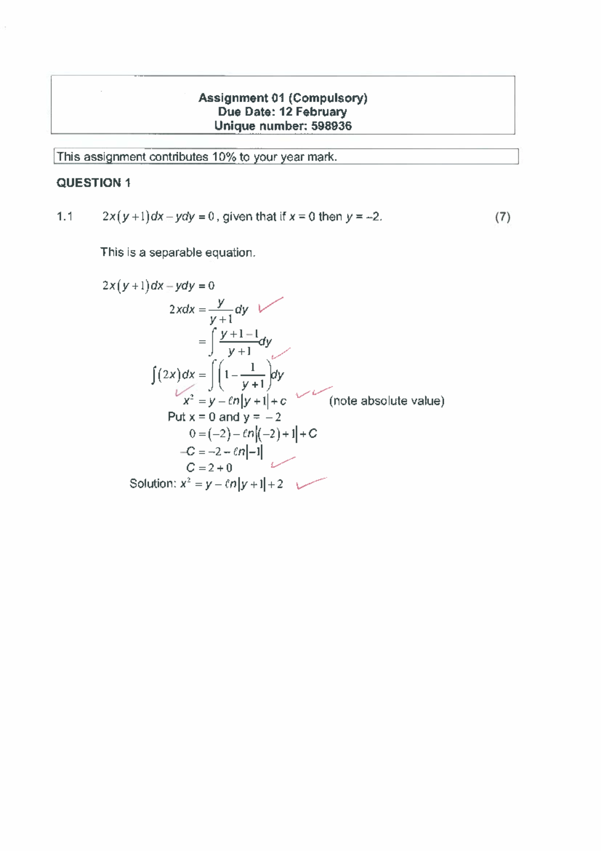 Solutions assignment 1 - APM3701 - Assignment 01 (Compulsory) Due Date ...
