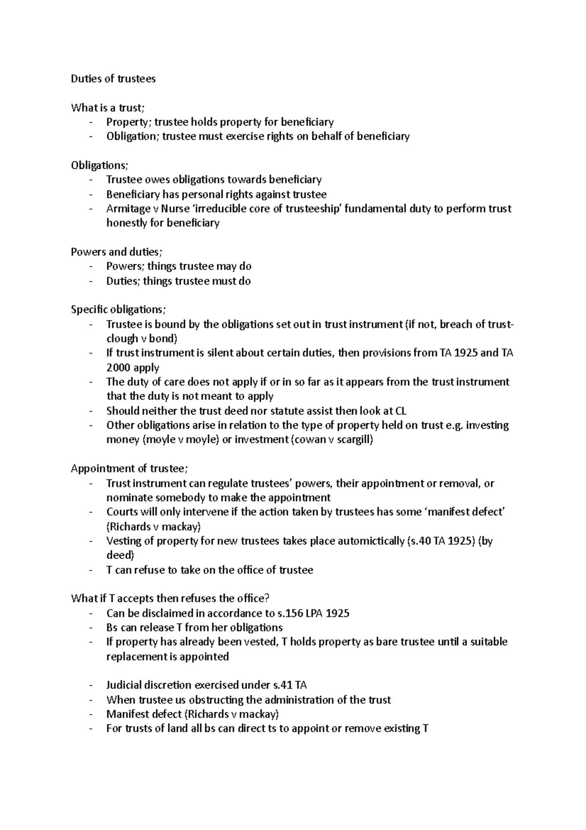 Lect6-duties of trustees - Duties of trustees What is a trust ...