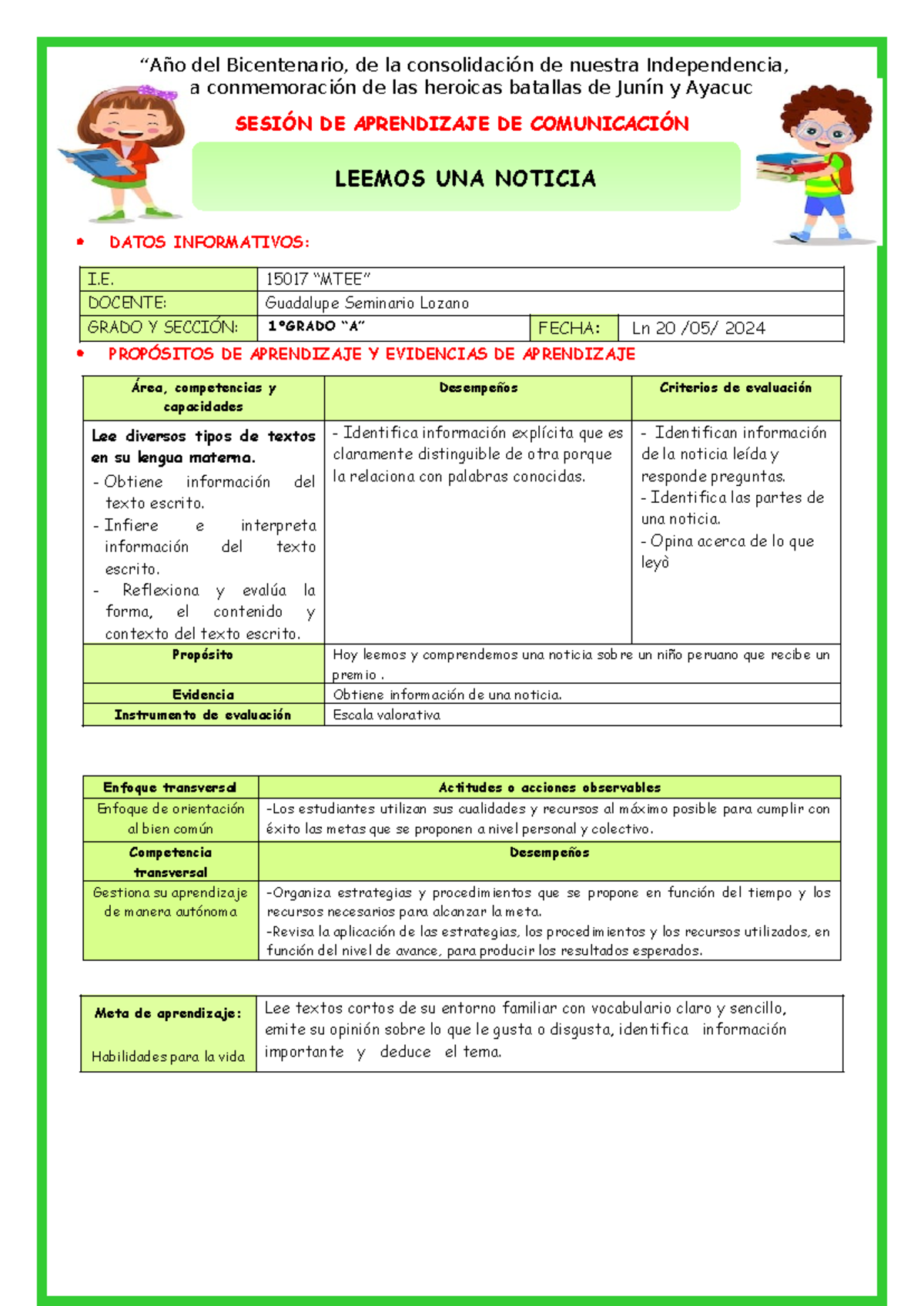 COM- Ln-20-05-2024 - Leemos UN Texto- 1ºA - y de la conmemoración de ...