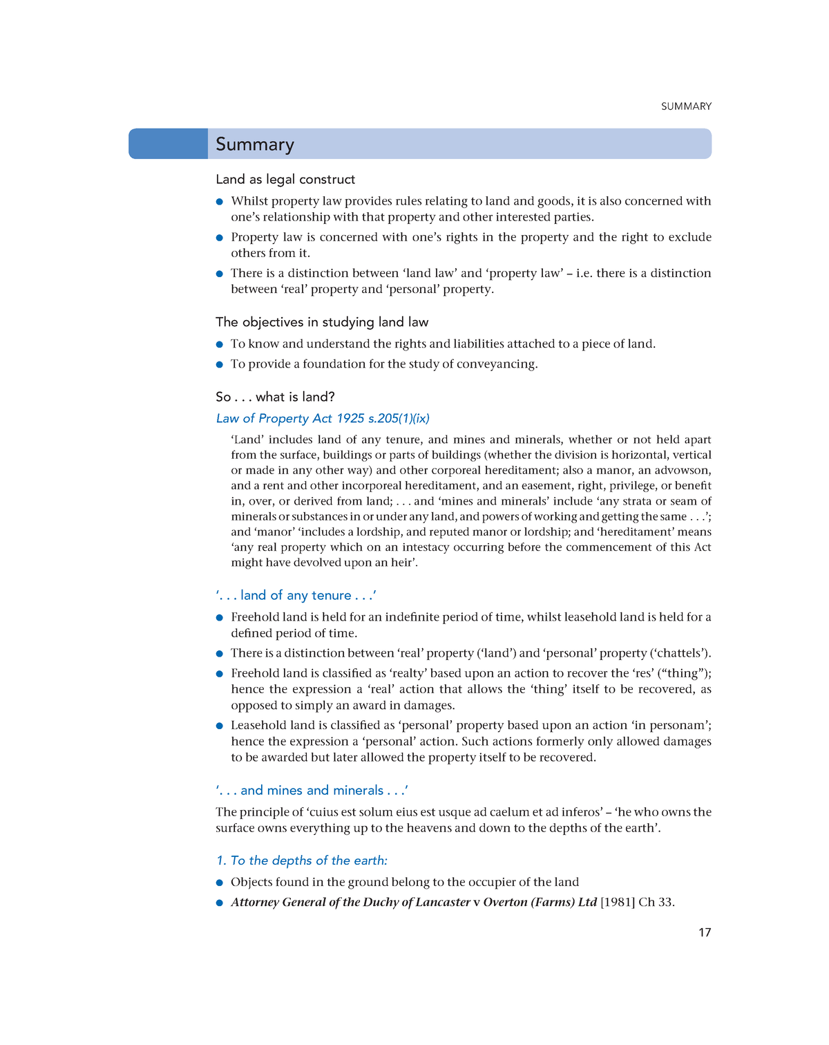 Zlib - N/a - 17 SUMMARY Summary Land As Legal Construct Whilst Property ...