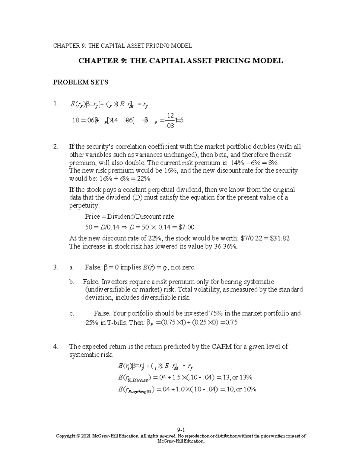 Investment By Bodie 12th Edition Chapter 9 Solution Manual - CHAPTER 9 ...