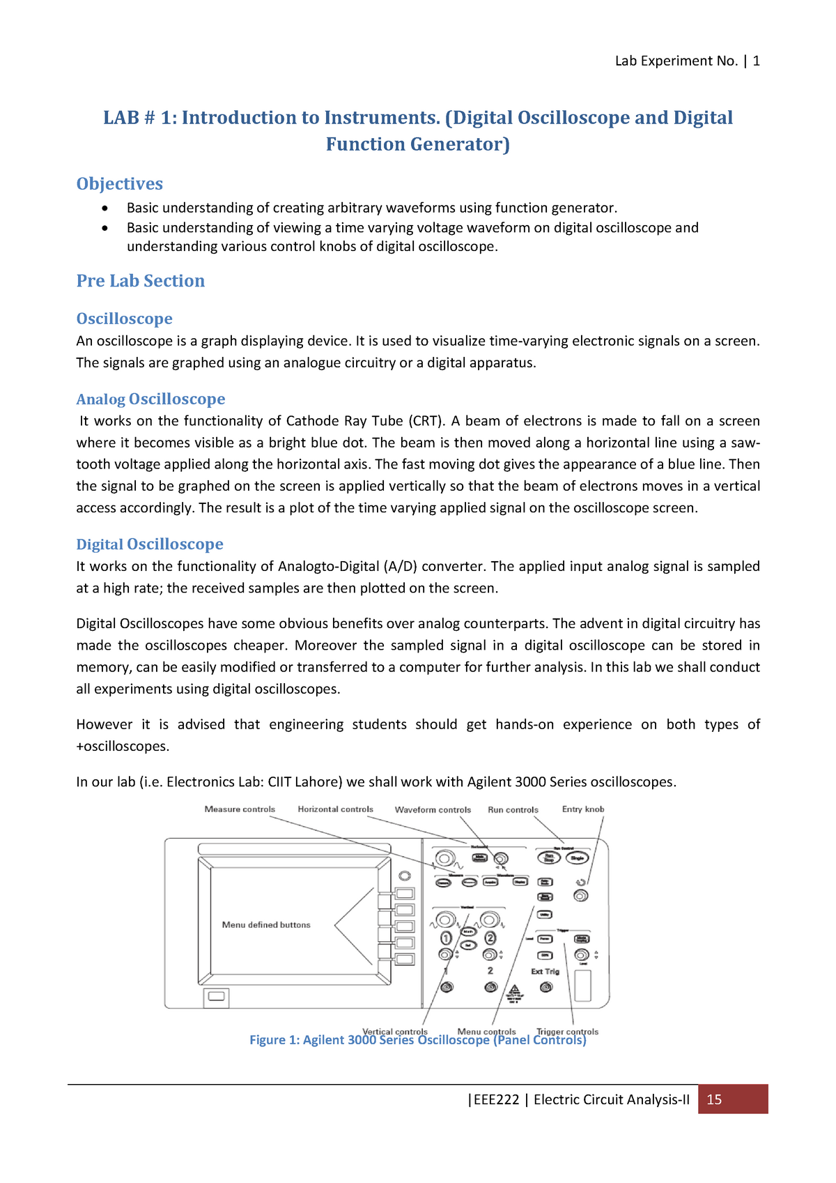 ECA II Lab Manual Student Copy Lab Experiment No. 1 LAB 1