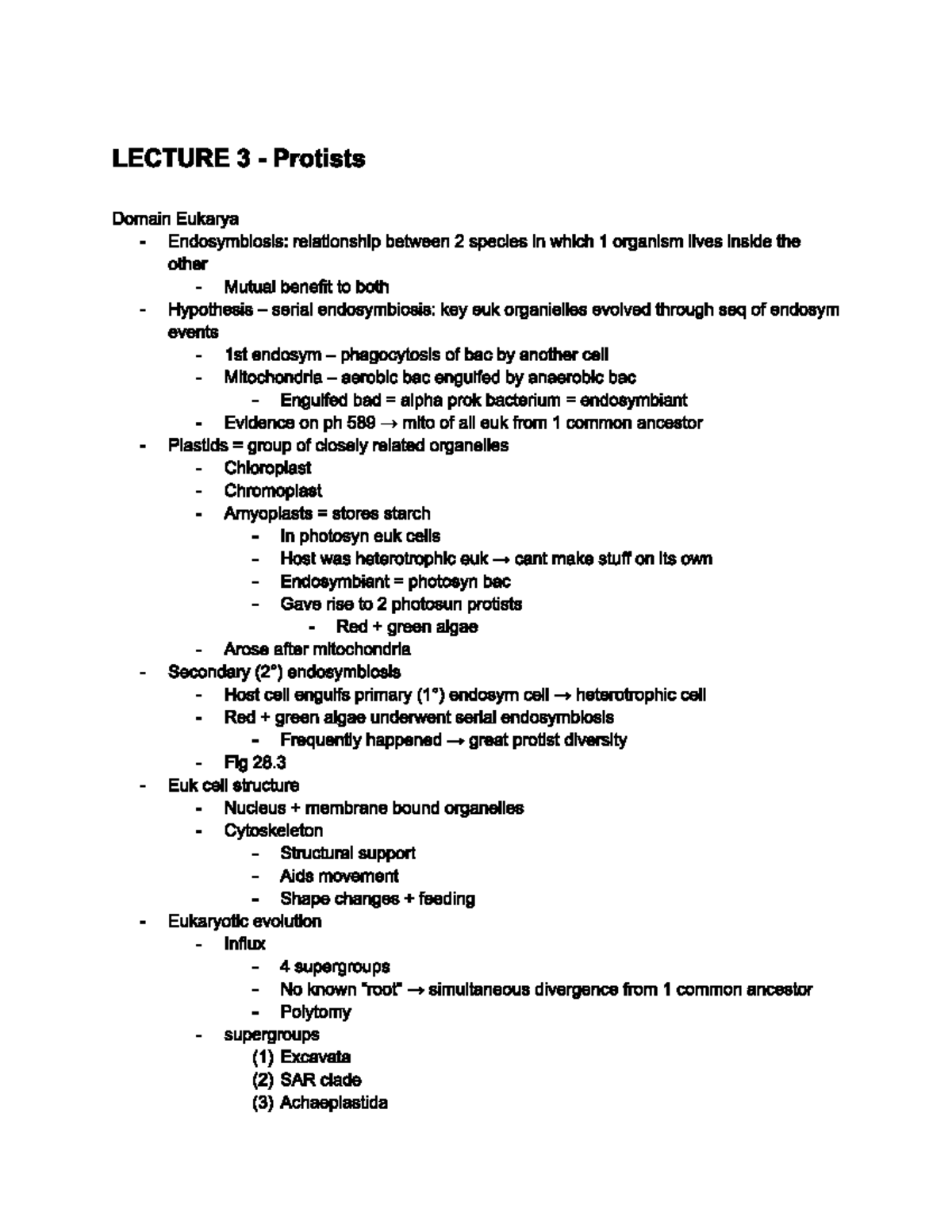Lecture 3 - Protists/Eukaryotes - 01:119:116 - Studocu