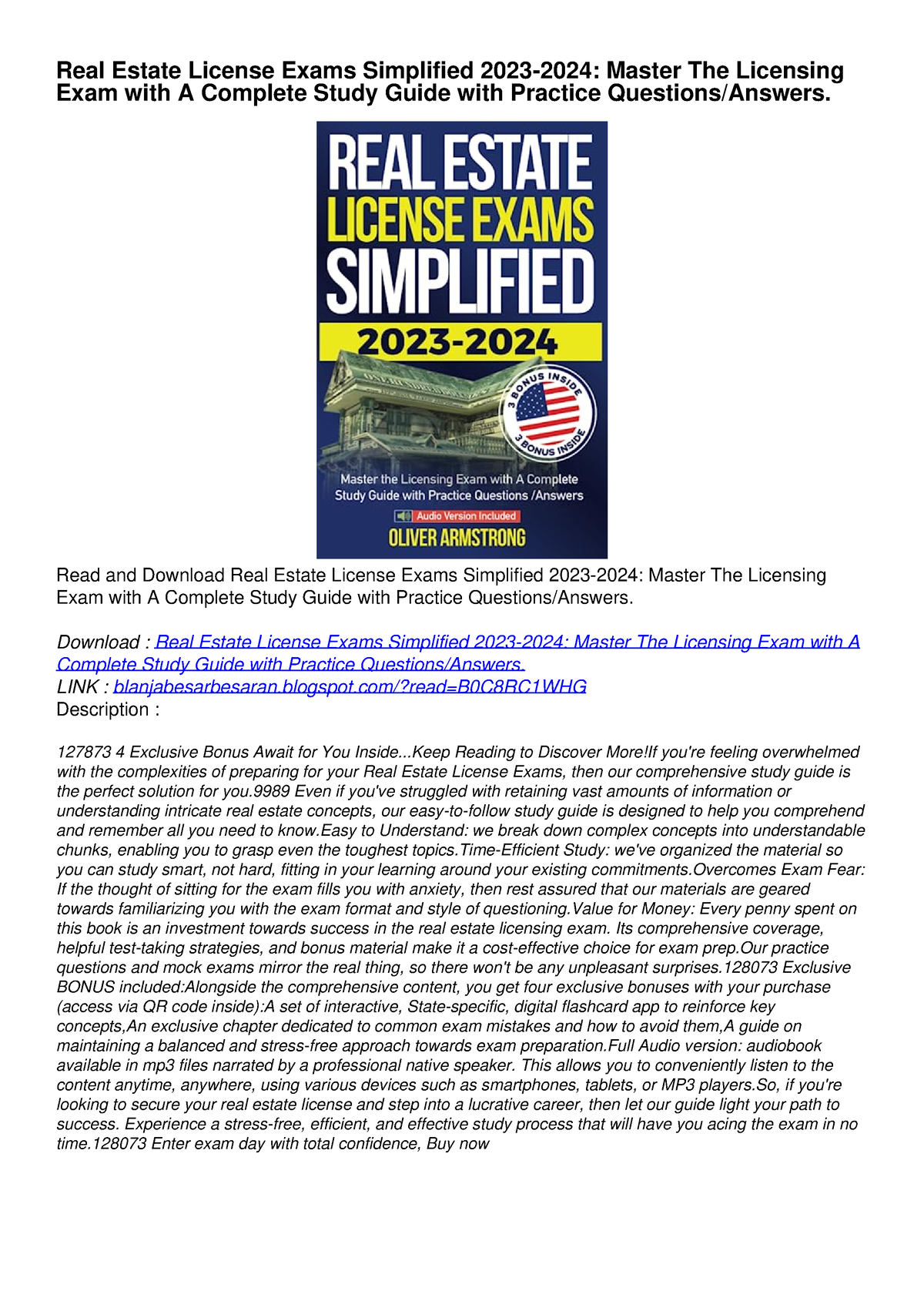 PDFReal Estate License Exams Simplified 2023 2024 Master The Licensing   Thumb 1200 1698 