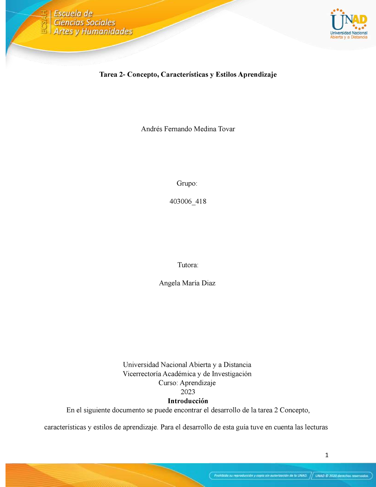 Tarea 2 Concepto Características Y Estilos De Aprendizaje Para El Desarrollo De Esta Guía 1645