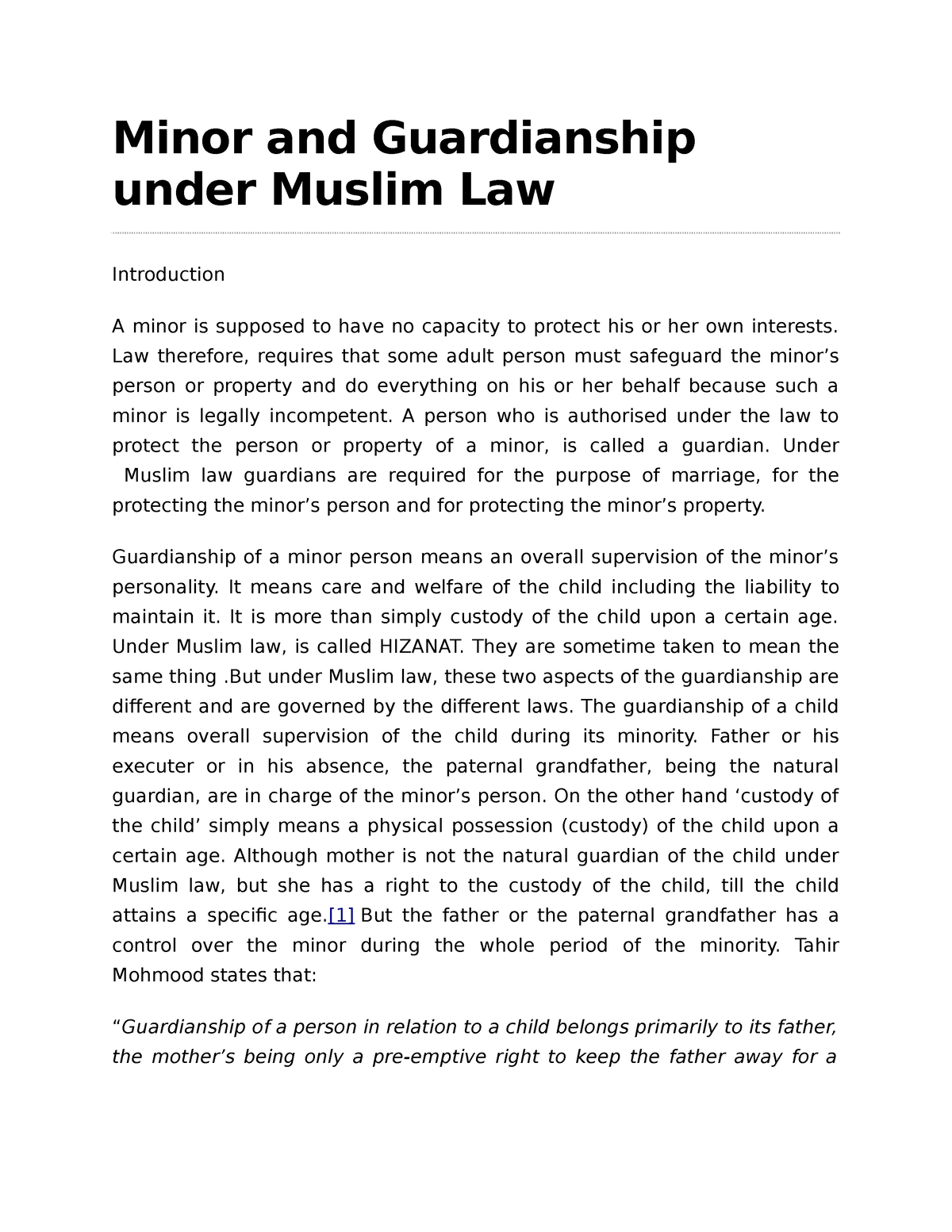 guardianship under muslim law research paper