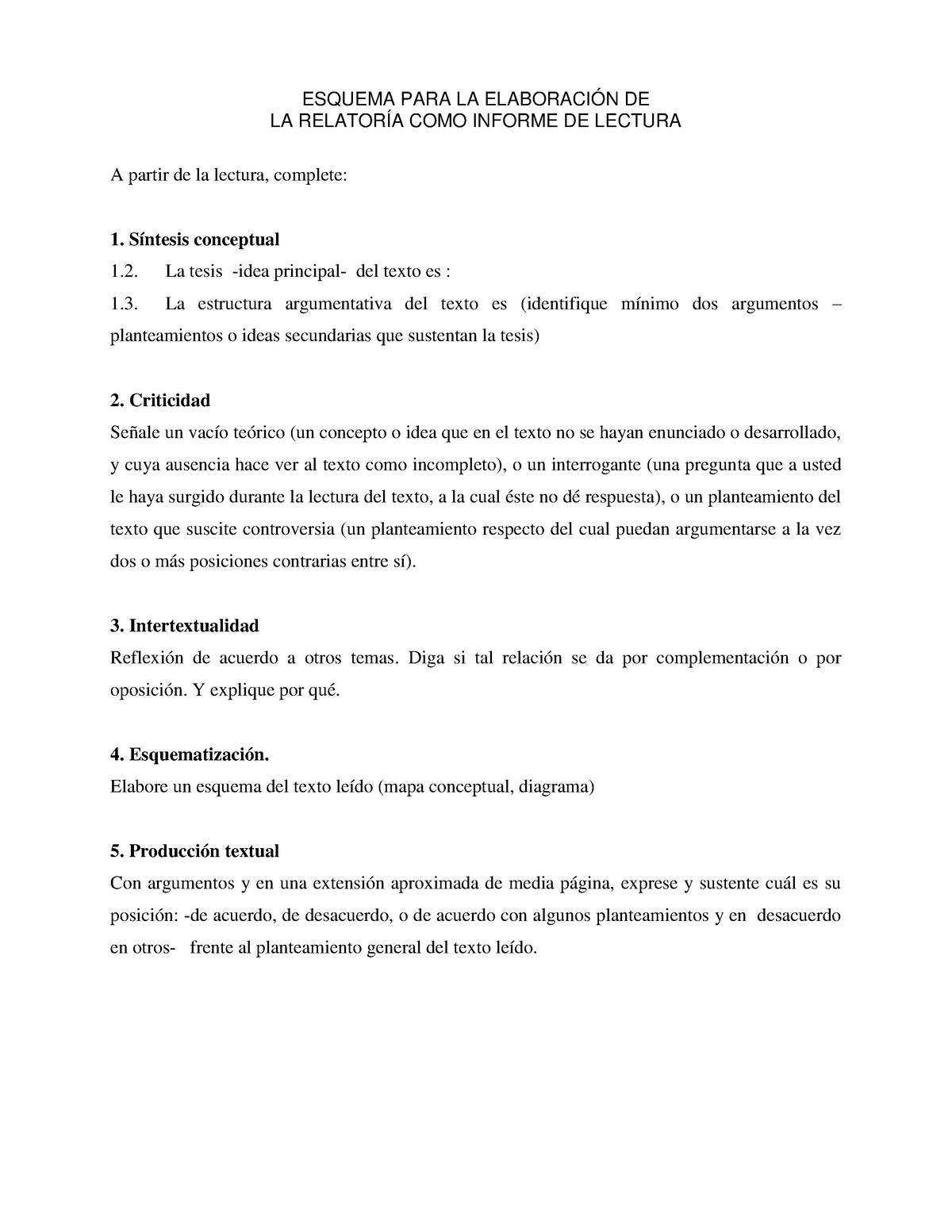 Guía Elaboración Relatoría Esquema Para La ElaboraciÓn De La RelatorÍa Como Informe De Lectura 7876