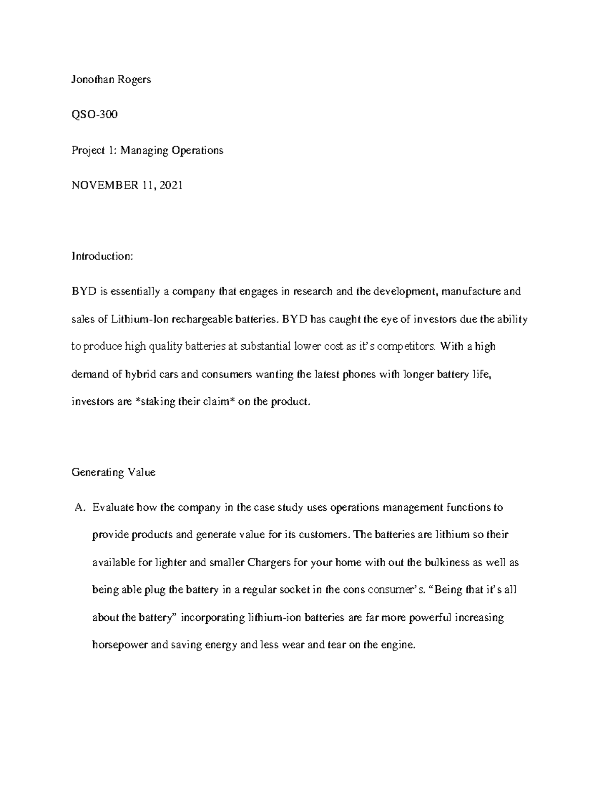 Module 2-2 project 1 by jr - Jonothan Rogers QSO- Project 1: Managing ...