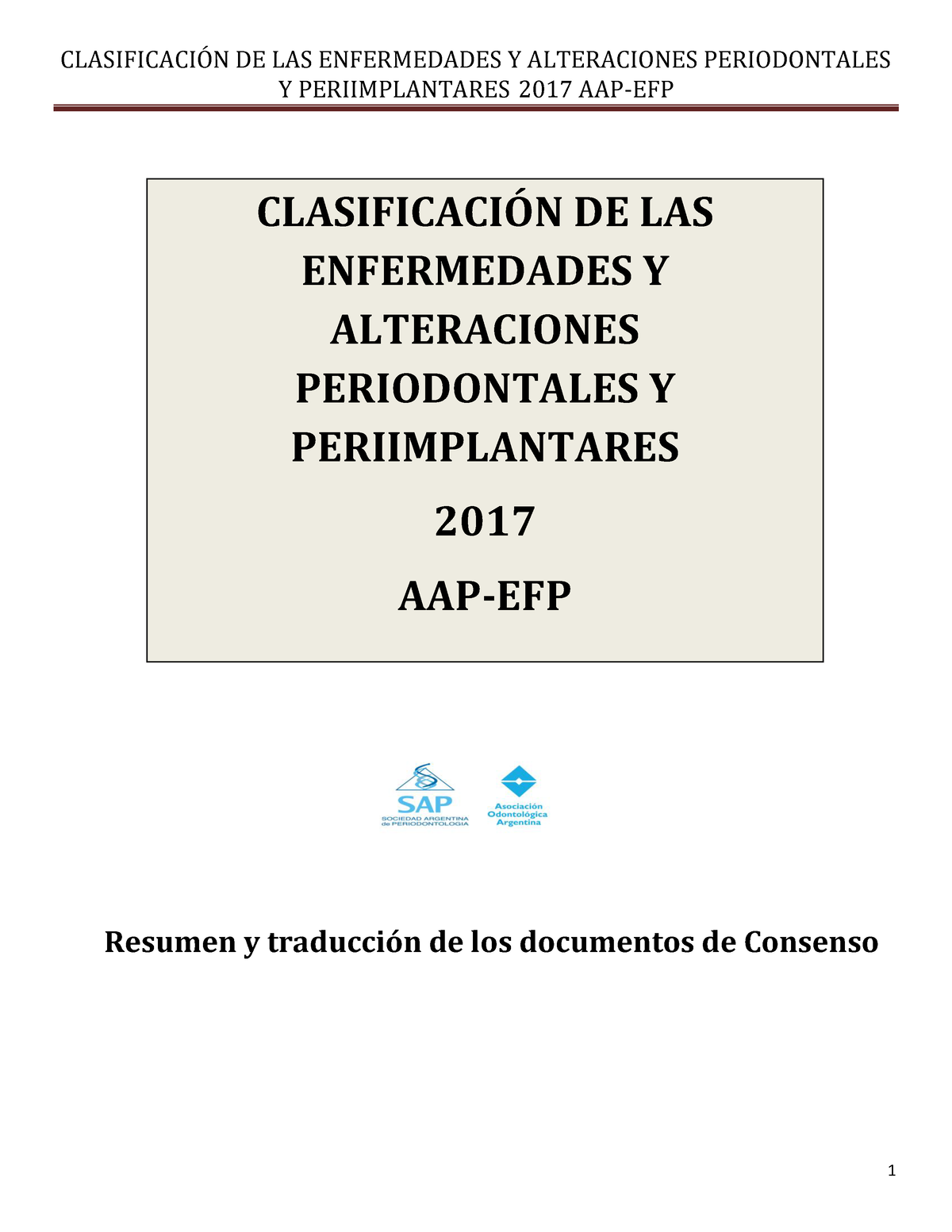 CLASIFICACIÓN DE LAS ENFERMEDADES Y ALTERACIONES PERIODONTALES - Y ...