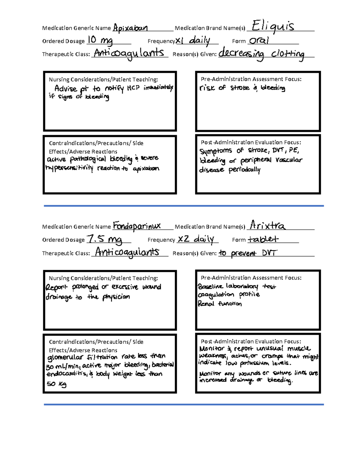 Rachel med card - Notes - Medication Generic Name ...