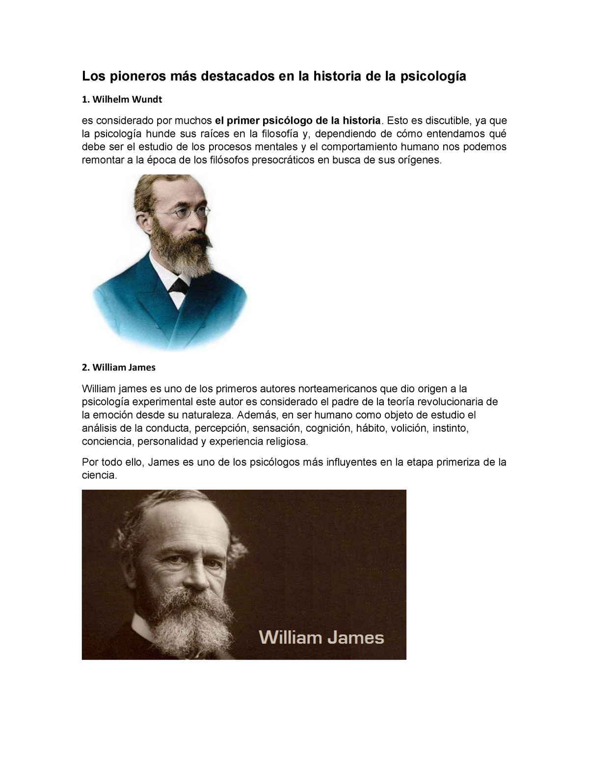 Los pioneros más destacados en la historia de la psicología-elba cruz -  Wilhelm Wundt es considerado - Studocu