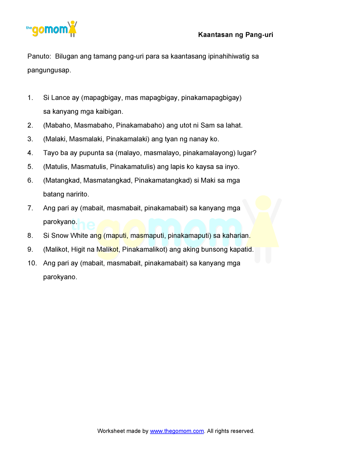 Lesson 8 Kaantasan Ng Pang Uri Worksheet Live Worksheets Porn Sex Picture 8772