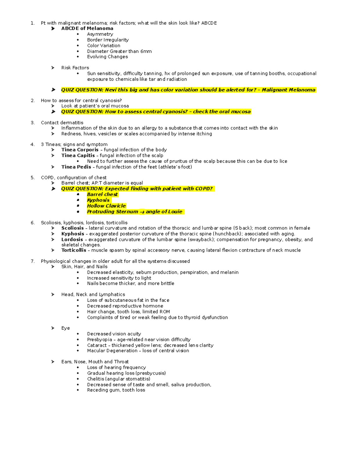 Midterm for PA 2 - Pt with malignant melanoma; risk factors; what will ...