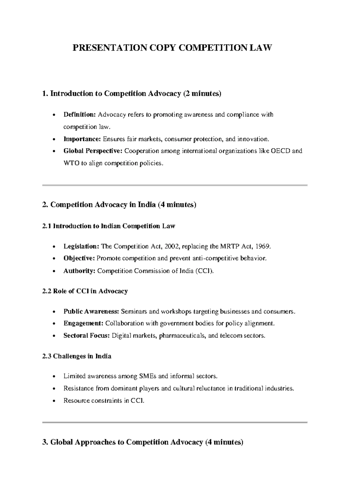 Presentation COPY Competition LAW - PRESENTATION COPY COMPETITION LAW 1 ...