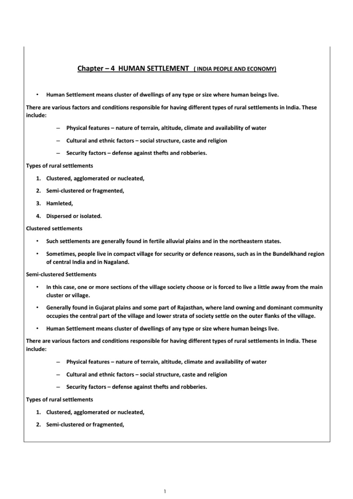 Human Settlements (India People And Economy) - Physics - Studocu