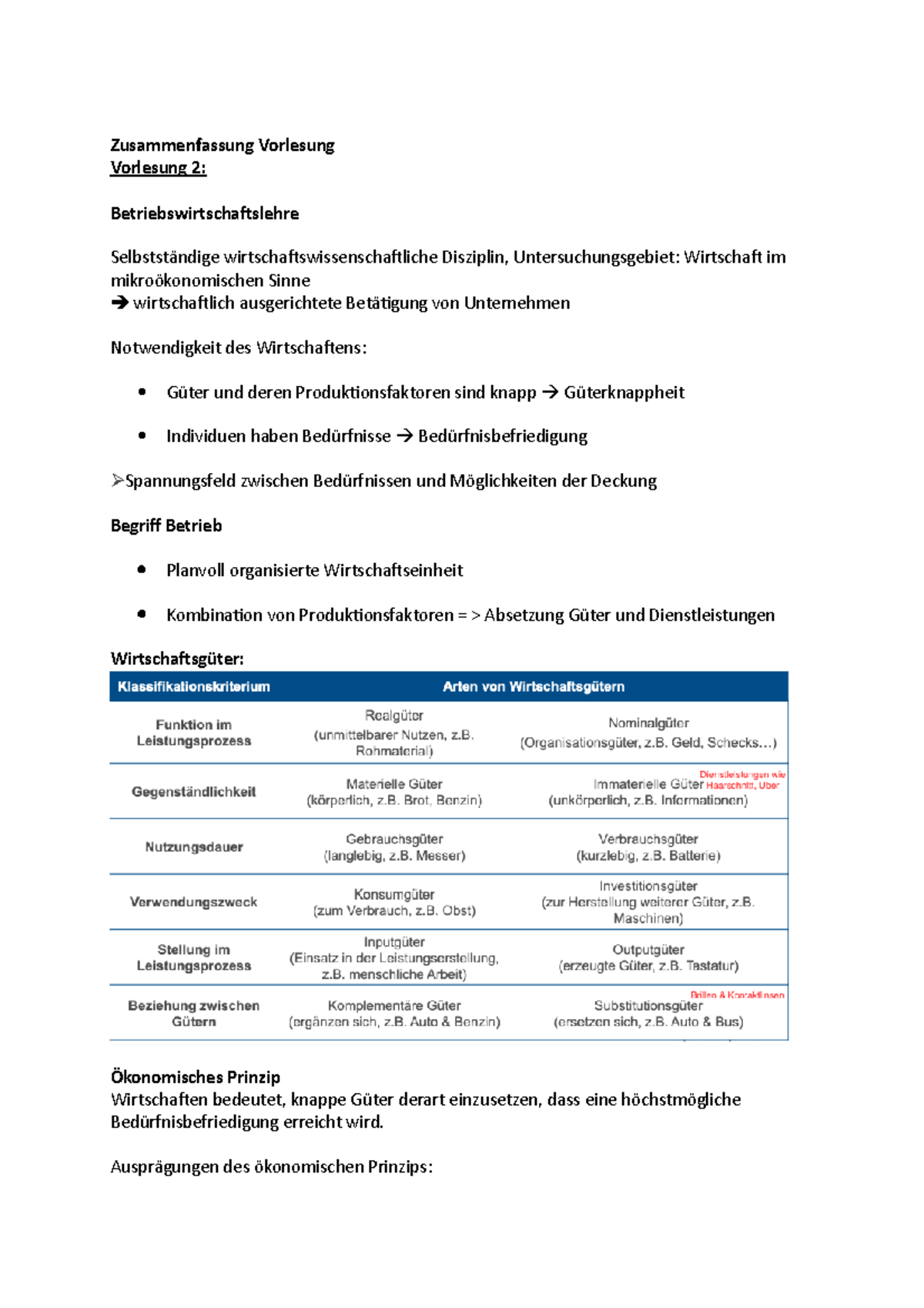 Zusammenfassung Vorlesung - Zusammenfassung Vorlesung Vorlesung 2 ...