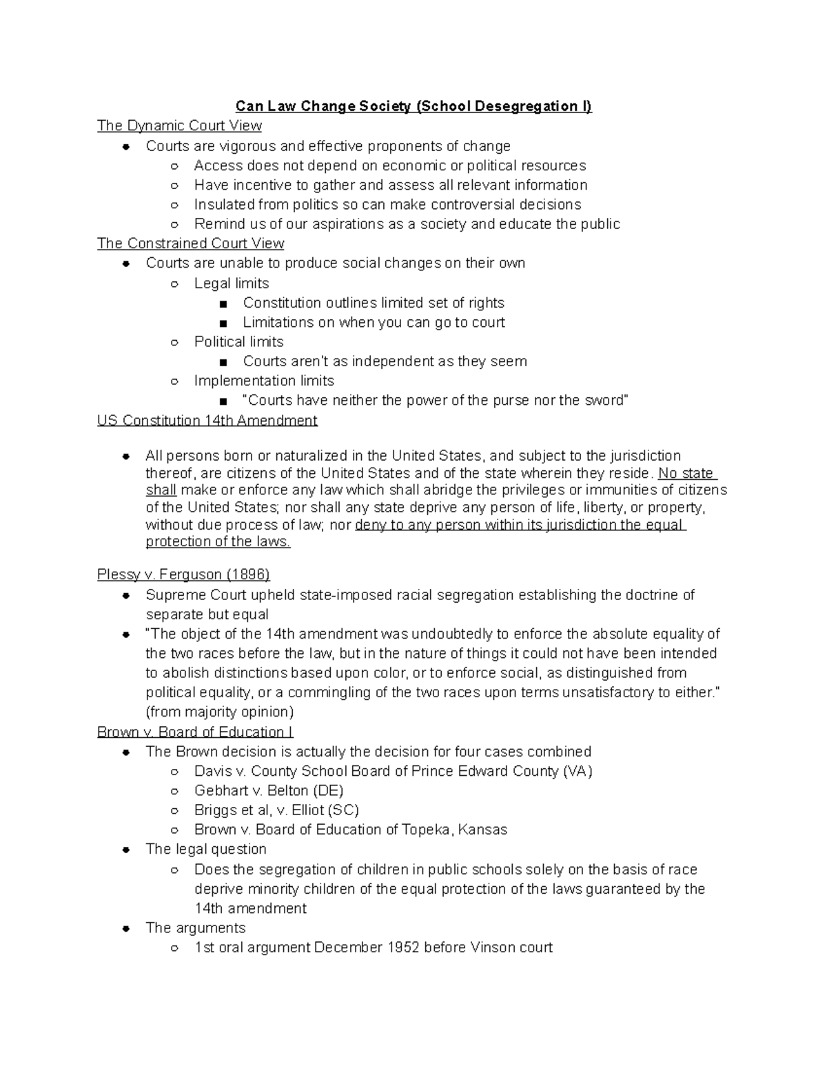 11 29 Intro to Legal Studies Notes Can Law Change Society (School