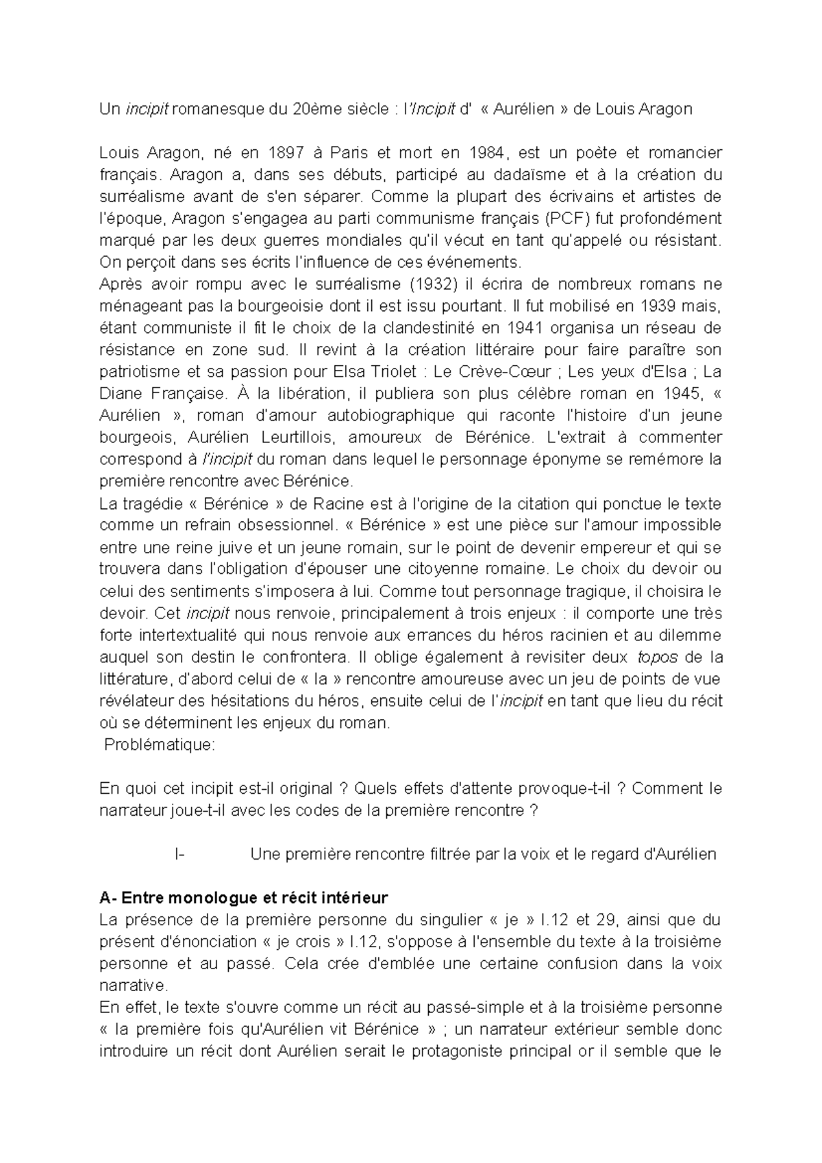 aurélien aragon rencontre amoureuse