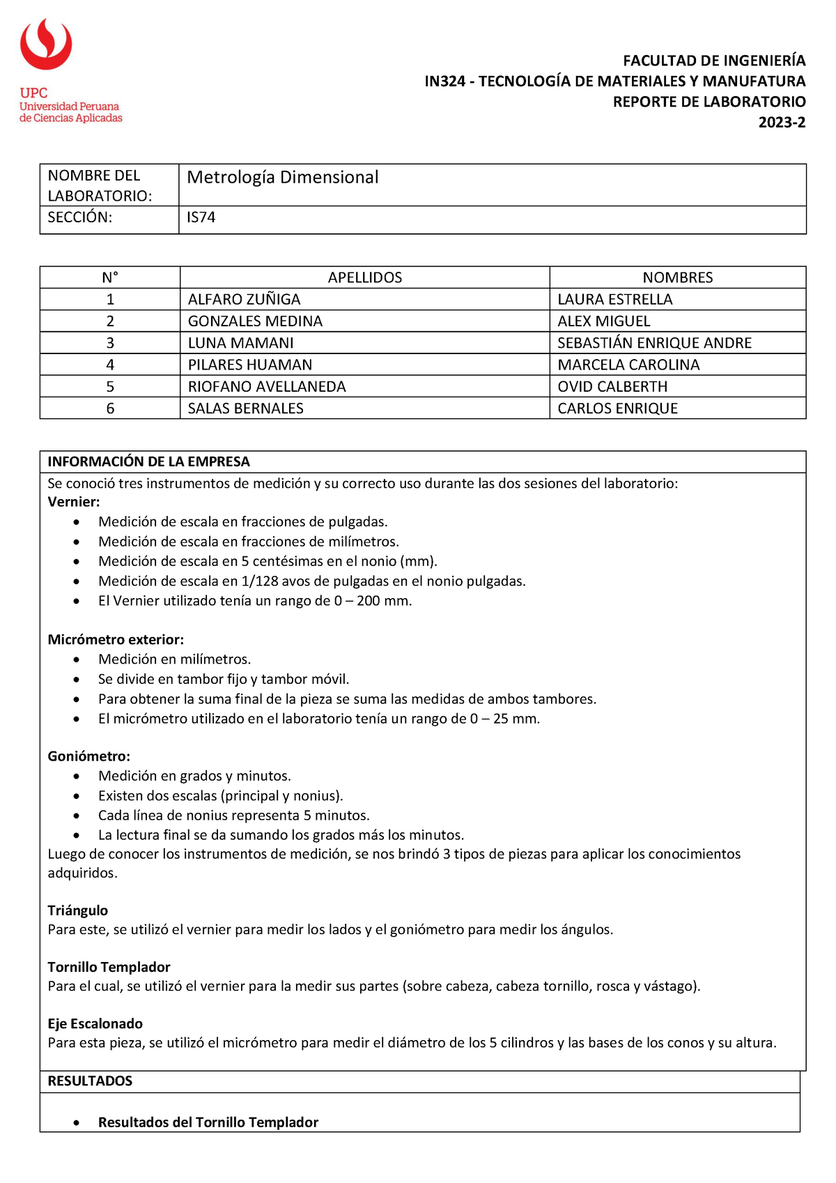 Informe De Laboratorio N°4 - IN324 - TECNOLOGÕA DE MATERIALES Y ...