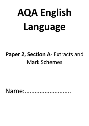 AQA GCSE English Language Paper 1 revision booklet - GCSE English ...