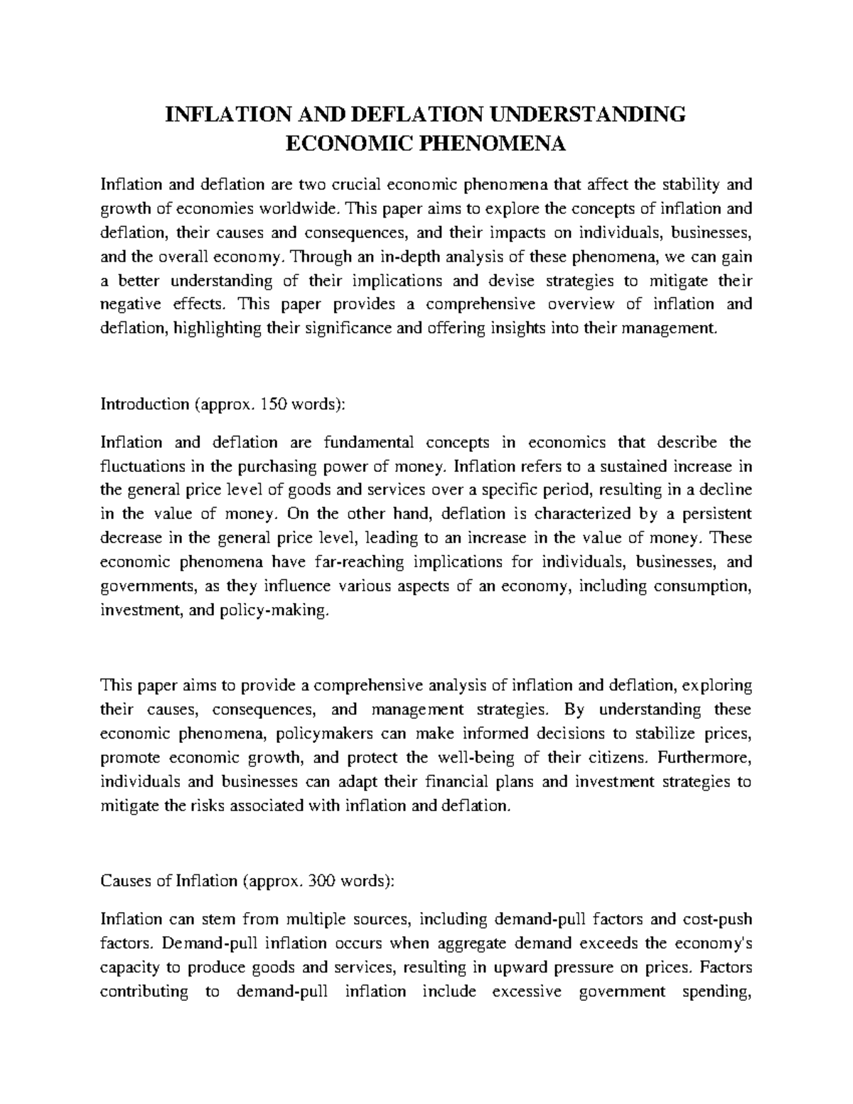 Inflation AND Deflation Understanding Economic Phenomena - ECON101 ...