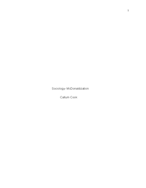 The Mcdonaldization of society