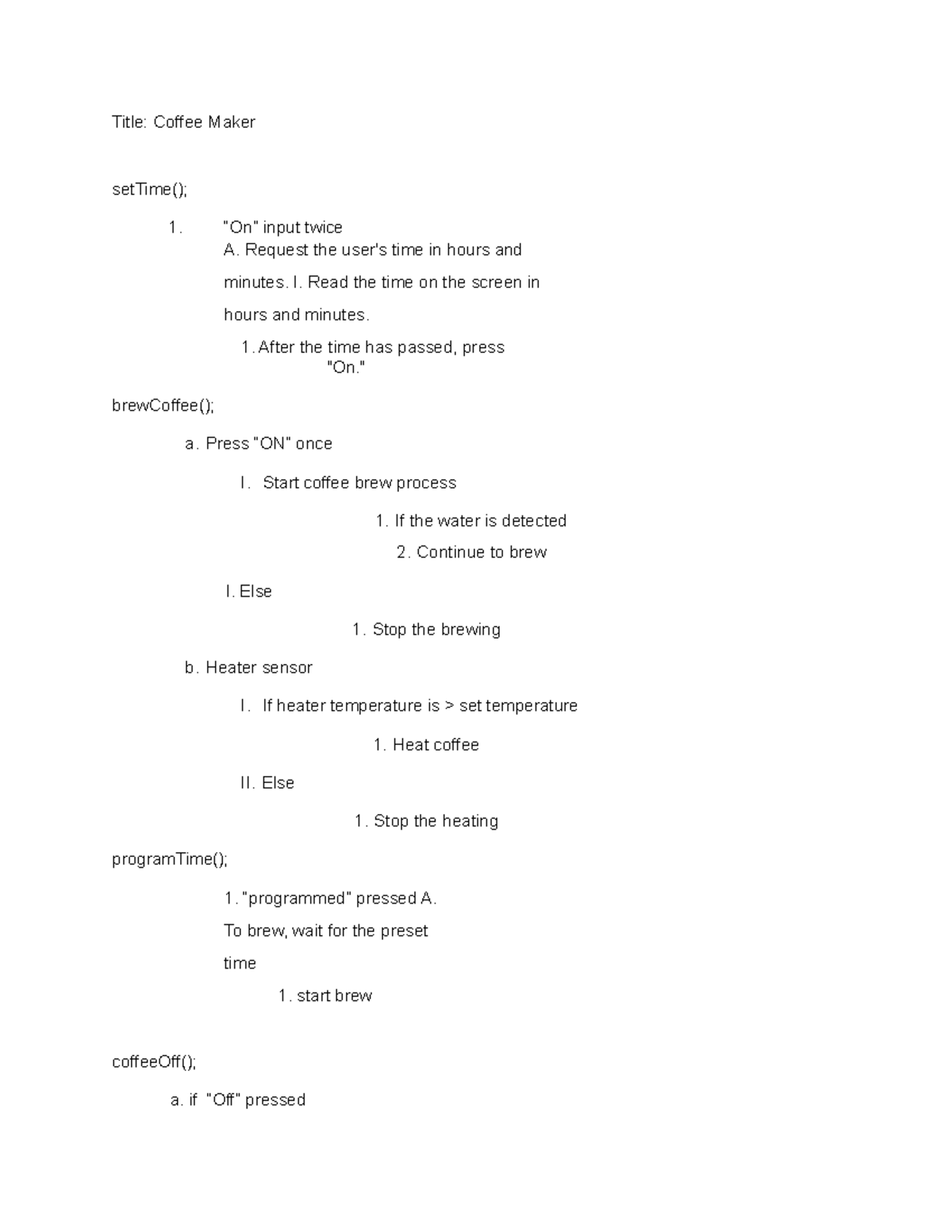 Stu Co 3-2 Assignment Designing your Code - Title: Coffee Maker setTime ...