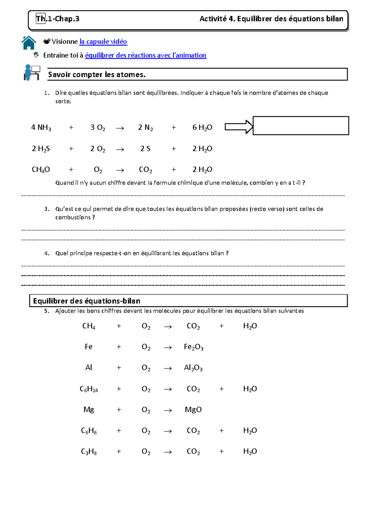 Activit%C3%A9-4 - Exo - Th.1-Chap Activité 4. Equilibrer des équations ...