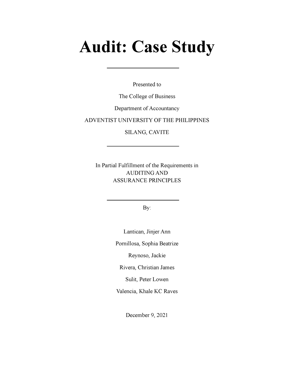 case study audit