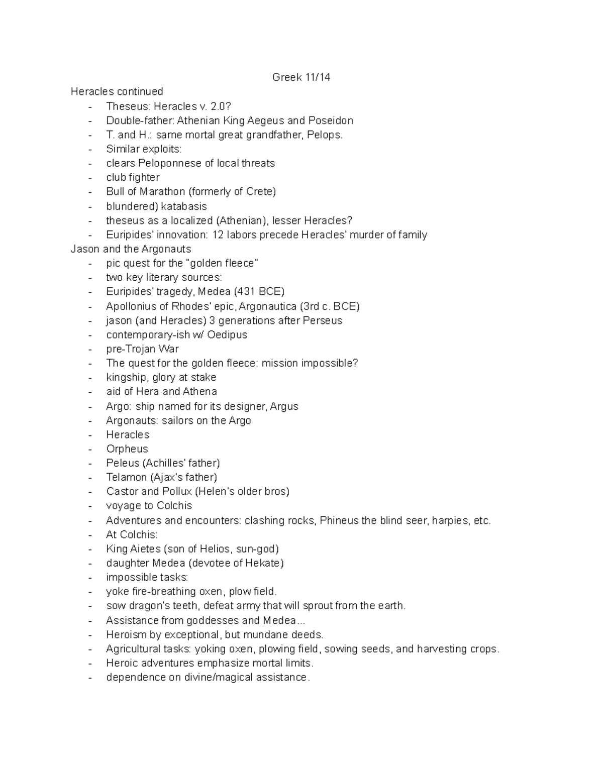 Greek 11 14 - Lecture notes for Classics 224 with Professor Wietzke ...