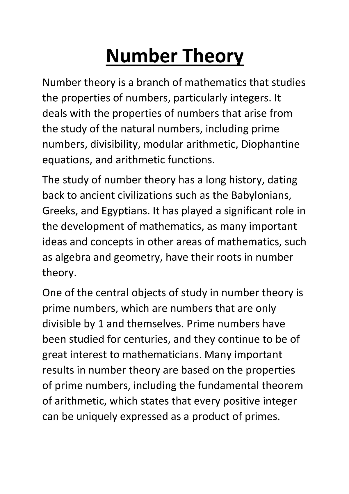 thesis title about number theory