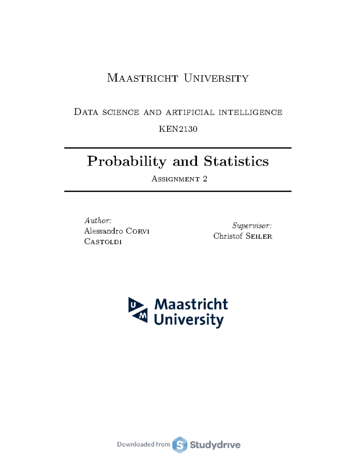Assignment 2 Maastricht University Data science and artificial