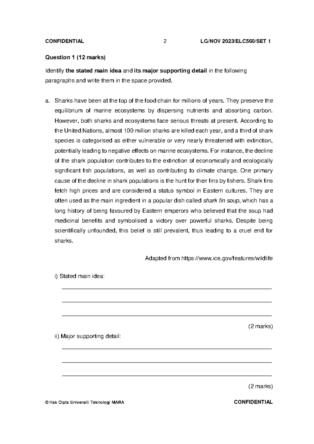 TEST 1 - past year question that contains topics sucha as stated main ...