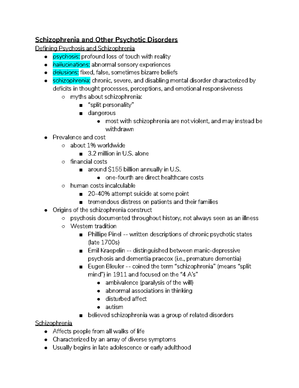 Abnormal Psychology Ch. 13 - Schizophrenia And Other Psychotic ...