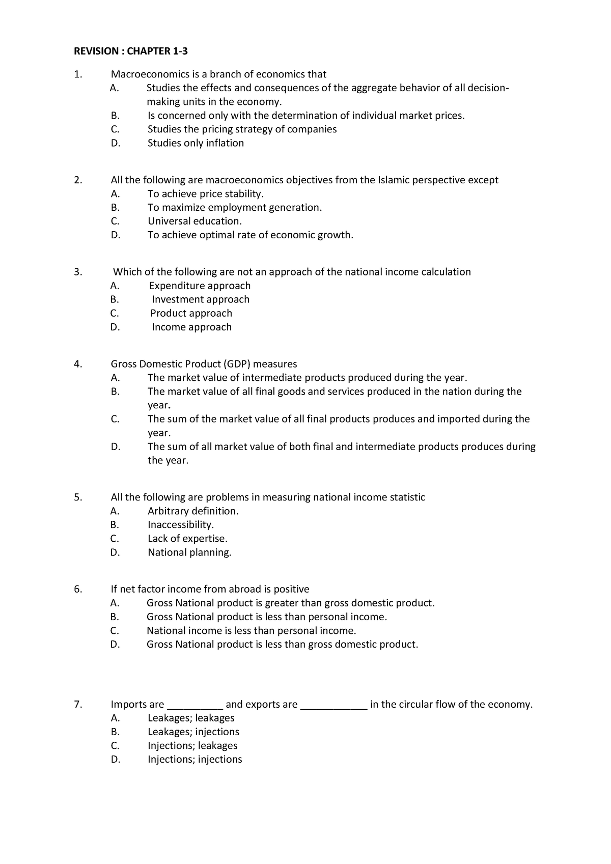 Revision-TEST 1 - Tuto mcq and structure - REVISION : CHAPTER 1 ...