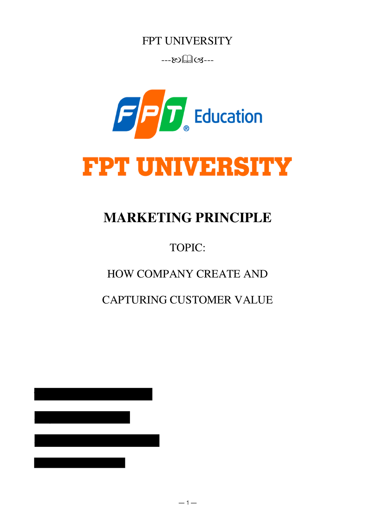 Individual Assignment MKT101 - FPT UNIVERSITY -÷ ö- MARKETING PRINCIPLE ...