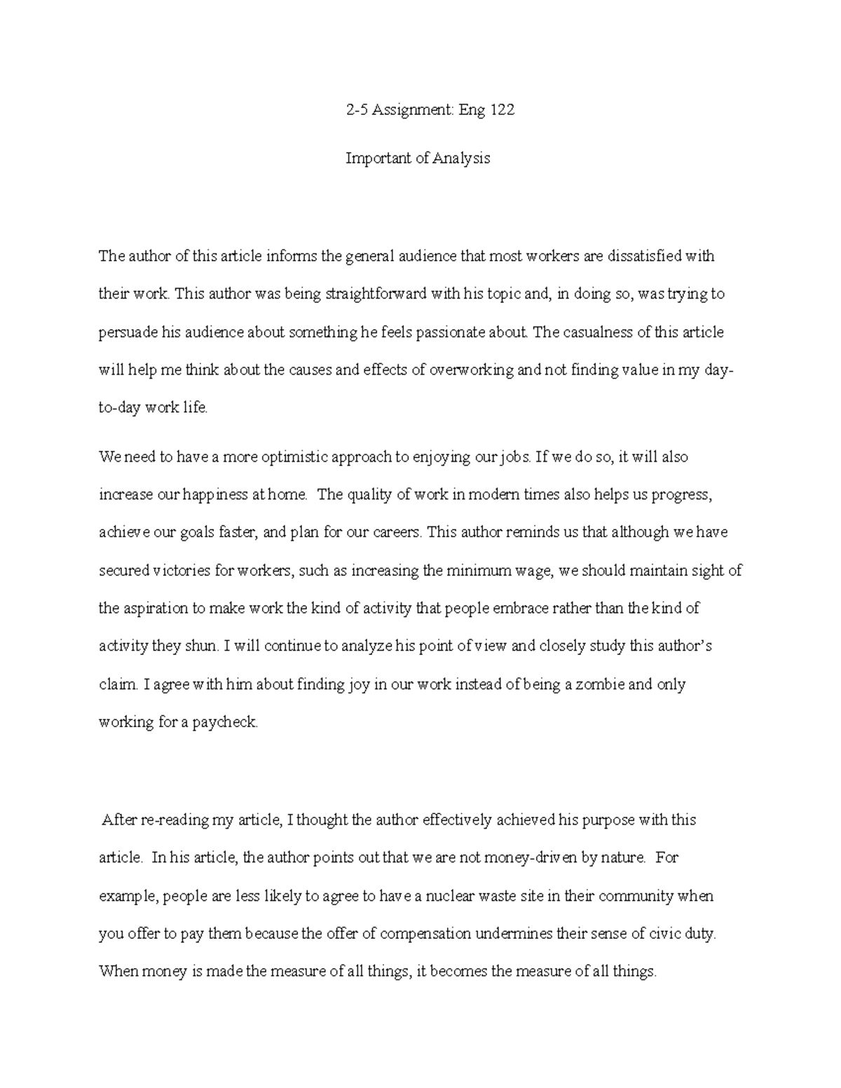 Importance of Analysis - 2-5 Assignment: Eng 122 Important of Analysis ...
